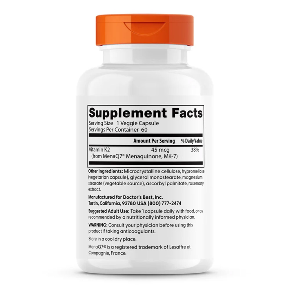 2 - Doctor's Best Natural Vitamin K2 45 mcg,  Unflavoured  60 veggie capsule(s) 