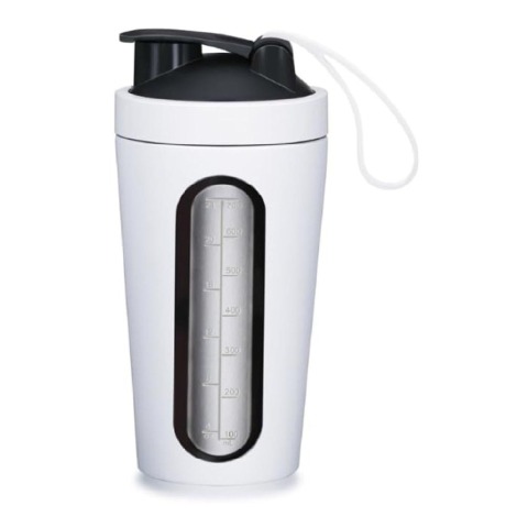 1 - GHC Nutrigize Steel Shaker with Glass Window for Measurement,  White  700 ml 