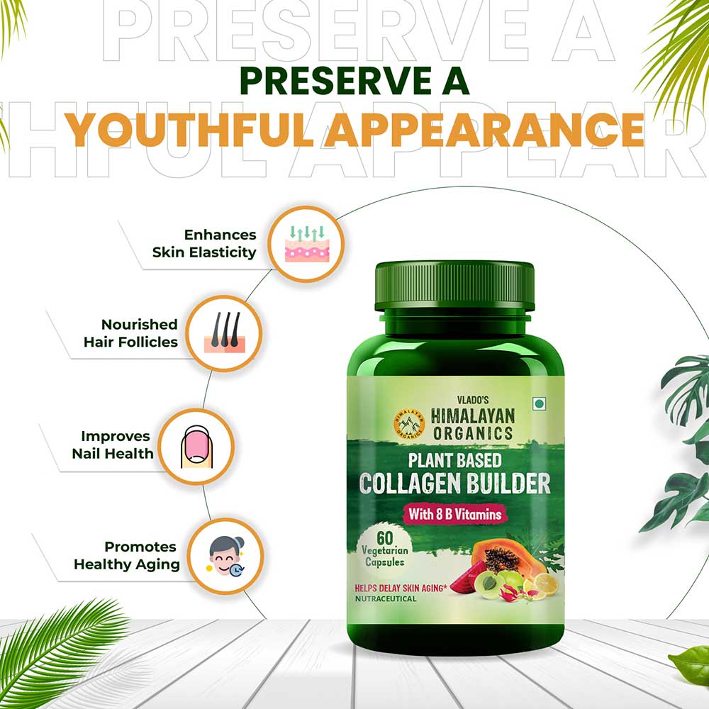 5 - Himalayan Organics Plant Based Collagen Builder,  60 veggie capsule(s)  Unflavoured (with 8 B Vitamins) 