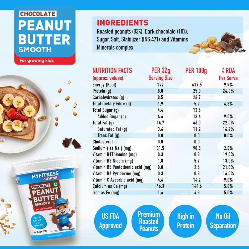 2 - Myfitness Chocolate Peanut Butter Junior,  510 g  Smooth 