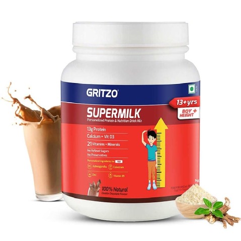 1 - Supermilk Gritzo Height+ for 13+ Yrs Boys, 1 kg Double Chocolate