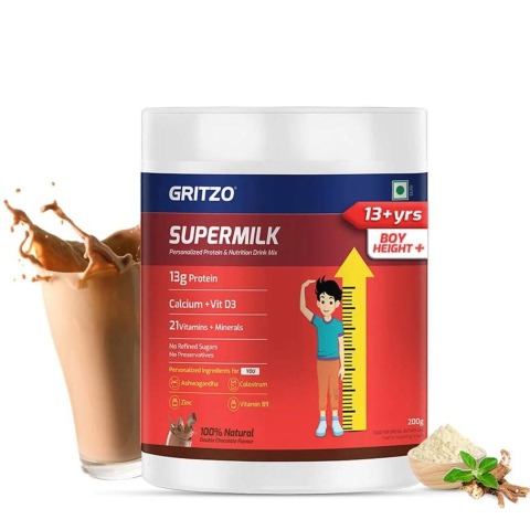 1 - Supermilk Gritzo Height+ for 13+ Yrs Boys,  200 g  Double Chocolate 