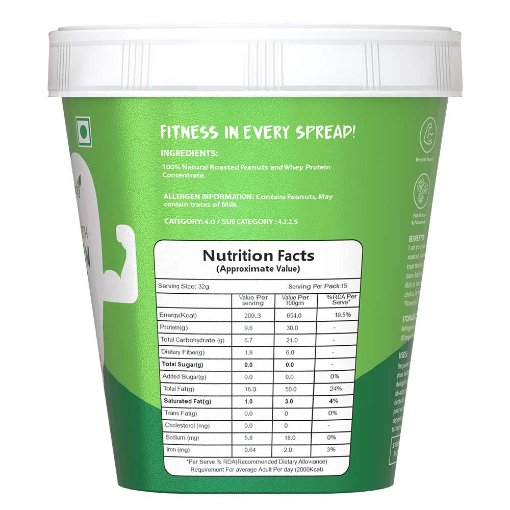 4 - Savory Natural High Protein Peanut Butter,  500 g  Smooth 