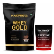 Nakpro Whey Gold Protein Concentrate- 2.2 lb Chocolate with Creatine Monohydrate 0.22 lb Unflavoured
