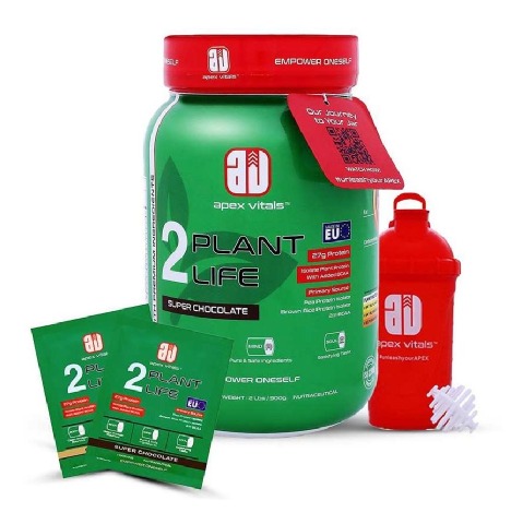 1 - Apex Vitals 2 Plant Life, 2 lb Super Chocolate (with Samples & Shaker Free)