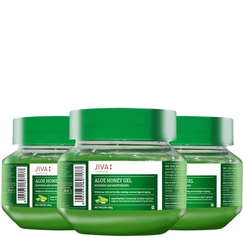 1 - Jiva Ayurveda Aloe Honey Gel,  100 g  Soothing & Moisturising (Pack of 3) 