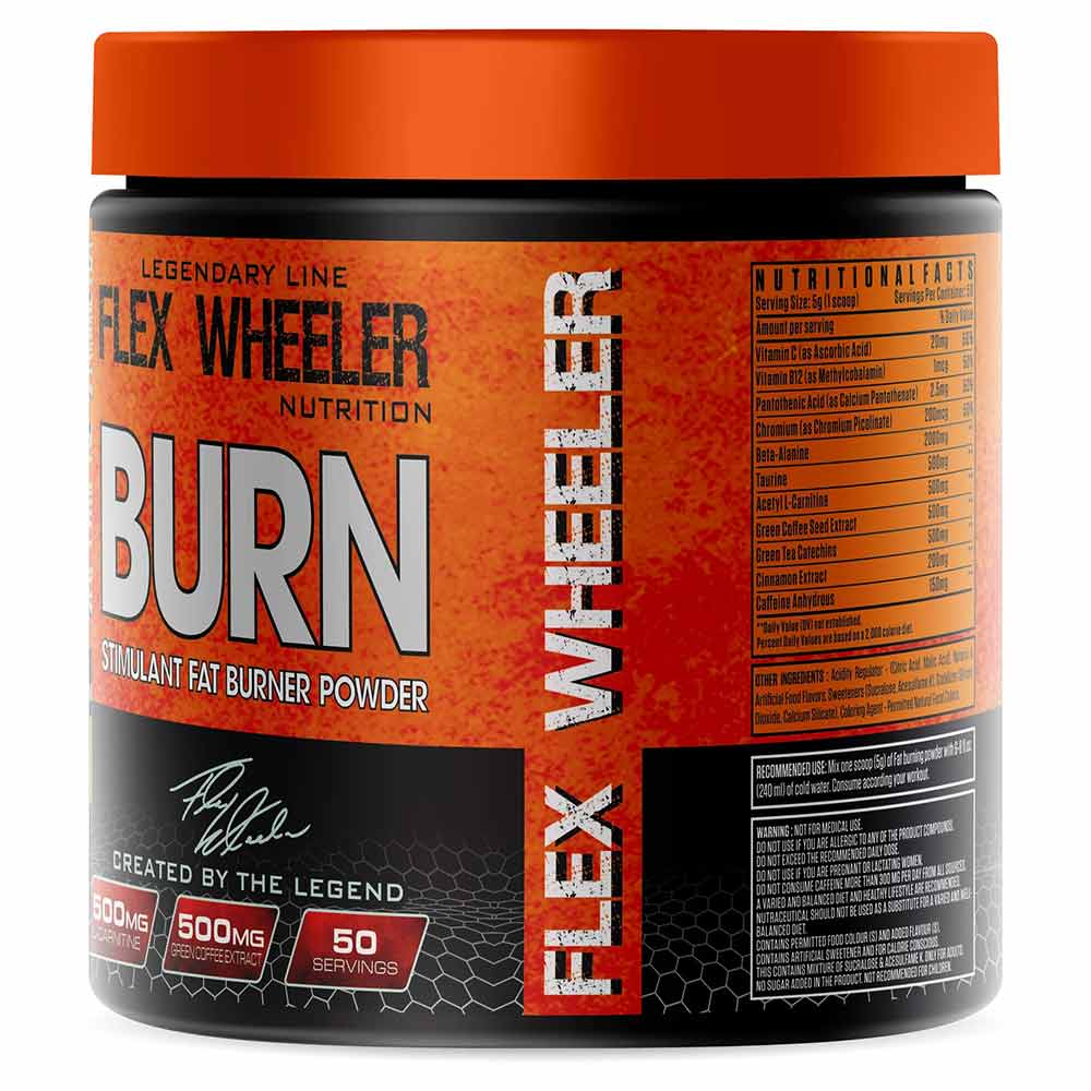 3 - Flex Wheeler Nutrition Burn Stimulant Fat Burner Powder,  0.55 lb  Green Apple 