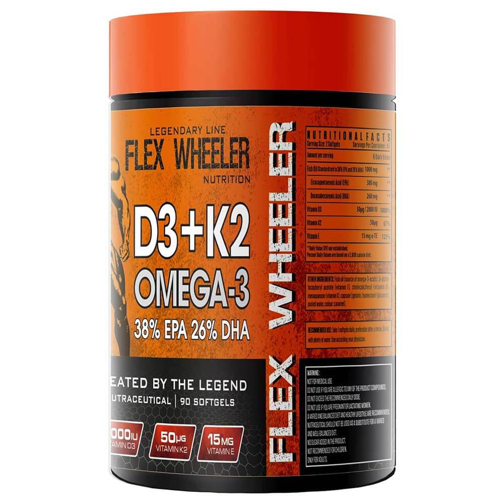 3 - Flex Wheeler Nutrition Omega 3 D3+K2,  90 softgels 