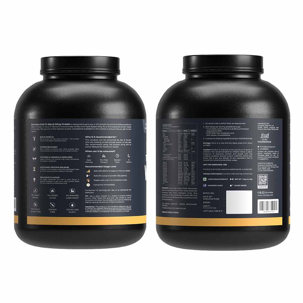 5 - Nutrabay Gold Tri-Blend Whey Protein,  4.4 lb  Vanilla Ice Cream 