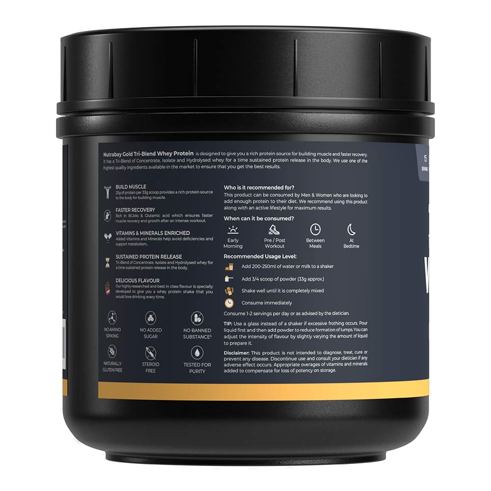 2 - Nutrabay Gold Tri-Blend Whey Protein,  1.1 lb  Rich Chocolate Creme 