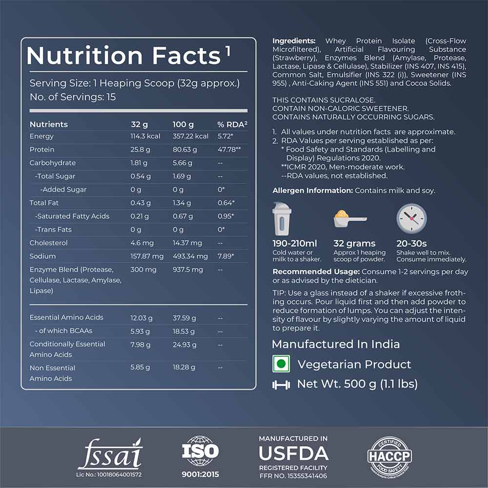 6 - Nutrabay Gold Isolate Whey Protein,  1.1 lb  Strawberry Milkshake 
