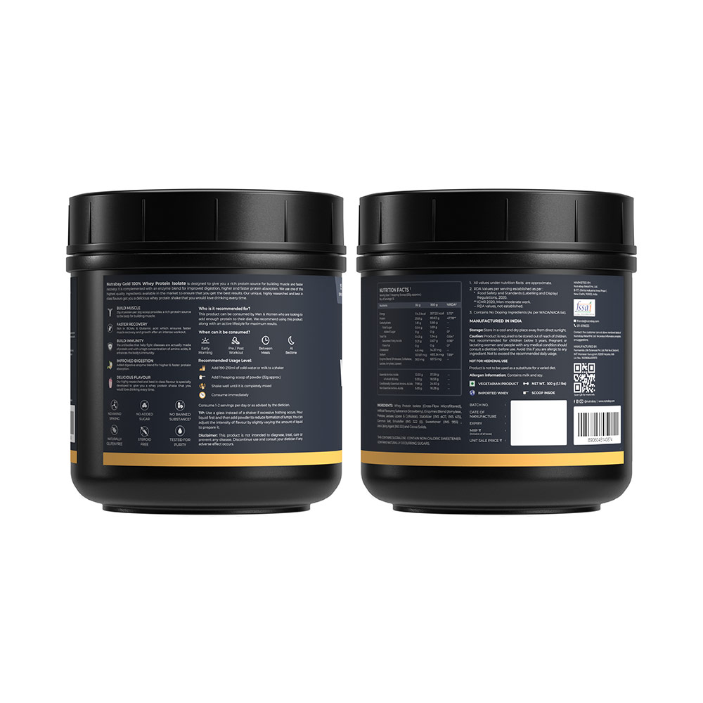 7 - Nutrabay Gold Isolate Whey Protein,  1.1 lb  Strawberry Milkshake 
