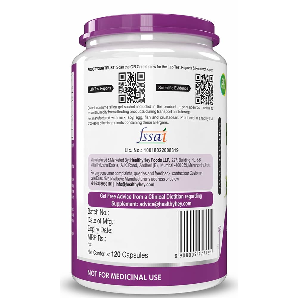 3 - HealthyHey Nutrition Holy Basil (Tulsi) Extract,  120 capsules 