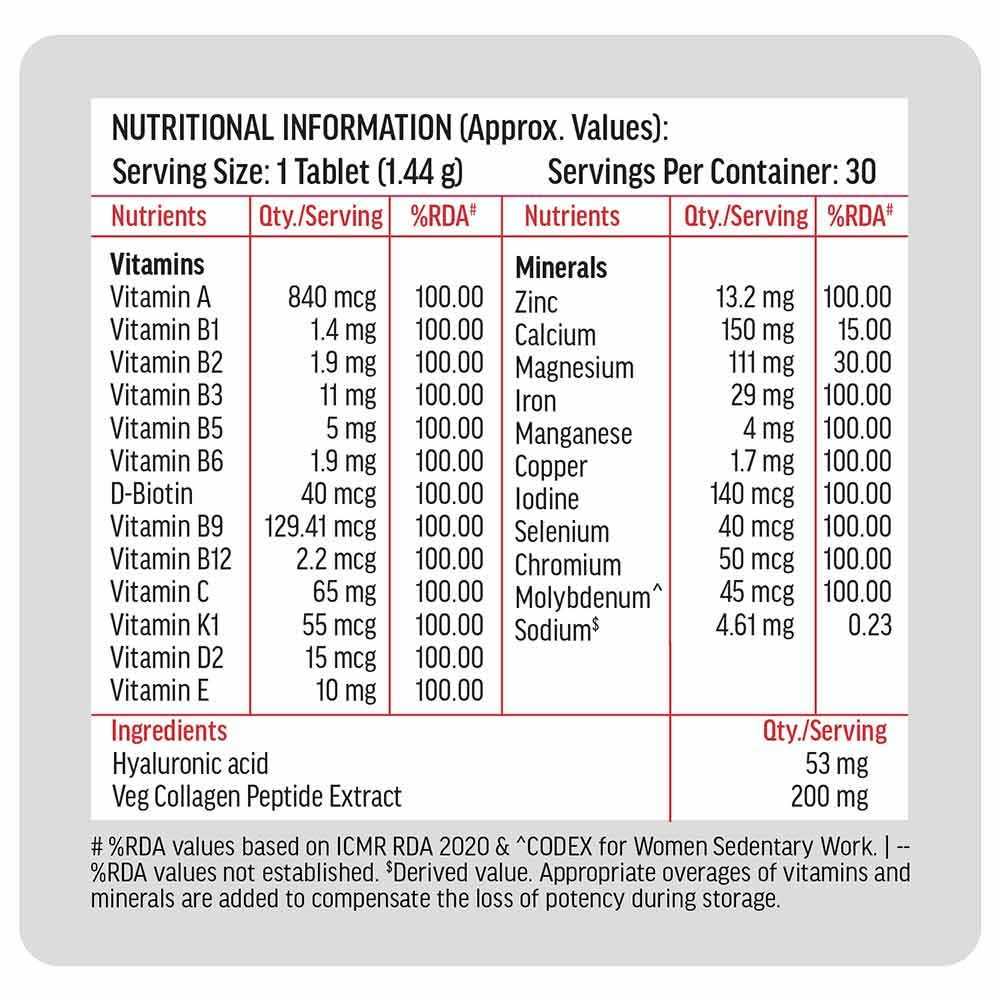 HK Vitals Hair Vitamins 60 tabs and Multivitamin Plus 30 tabs for Women Combo