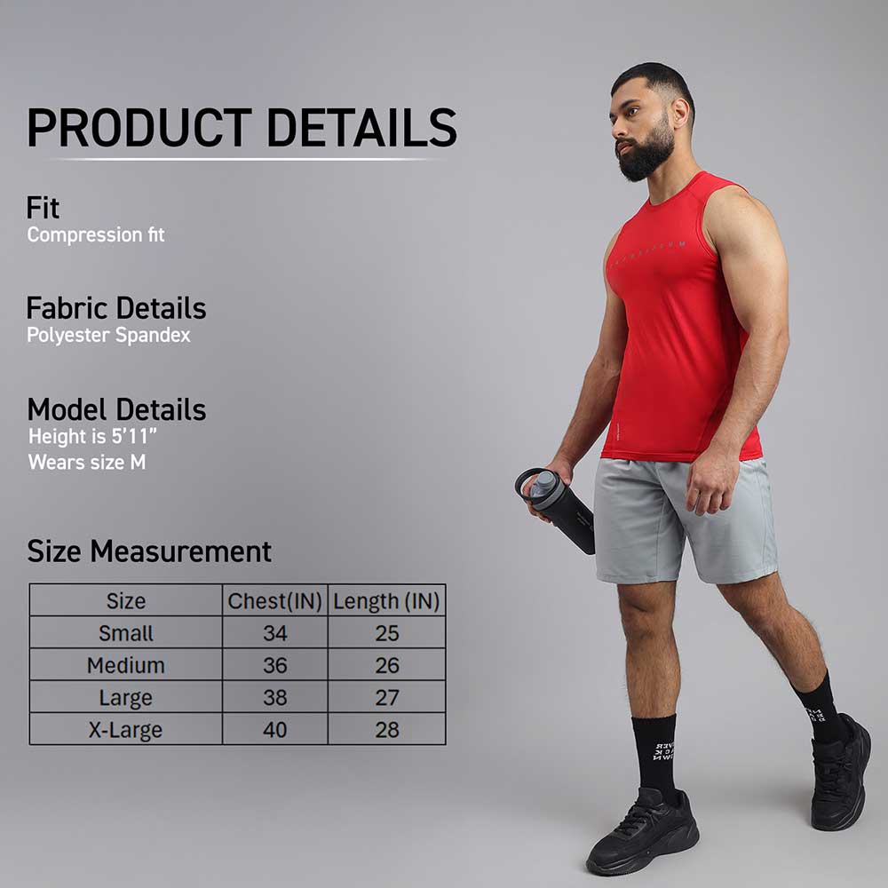 6 - MuscleBlaze Air Tech Compression MuscleTank,  Red  Large
