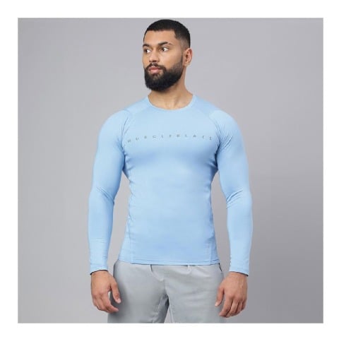 2 - MuscleBlaze Air Tech Compression MuscleTee Full Sleeve,  Dusk Blue  Medium 