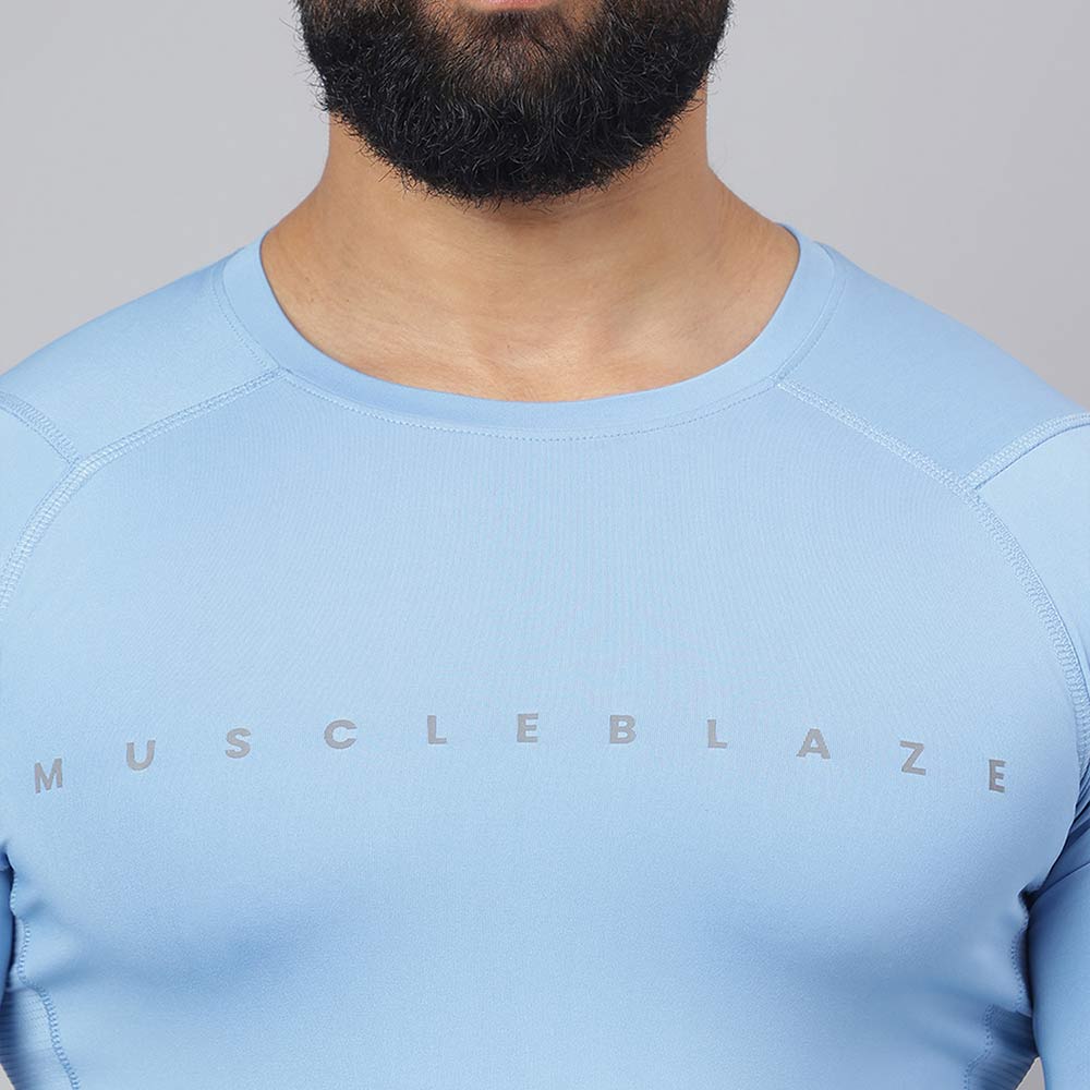 7 - MuscleBlaze Air Tech Compression MuscleTee Full Sleeve,  Dusk Blue  Large