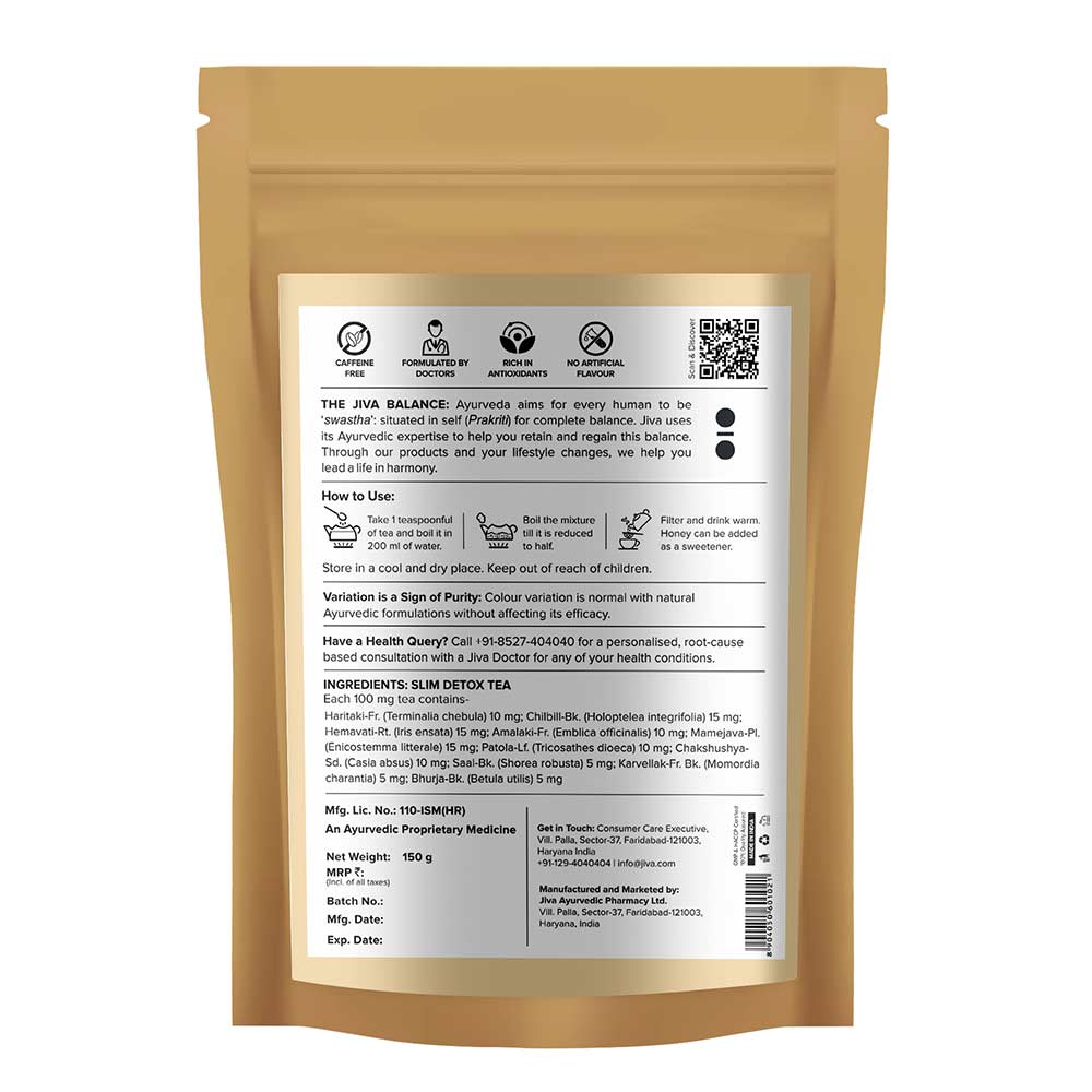 2 - Jiva Ayurveda Slim Detox Tea,  Unflavoured (Pack of 2)  150 g 