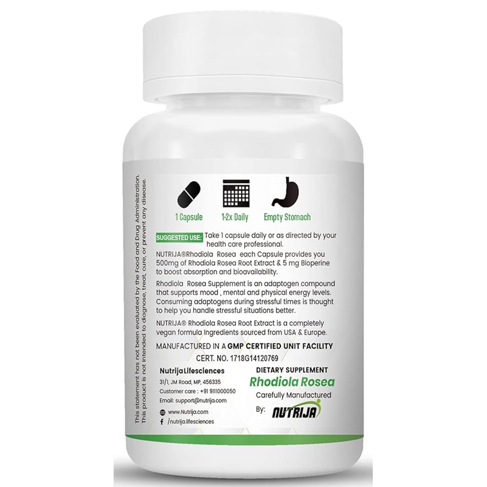 2 - NutriJa Rhodiola Rosea Extract 500mg,  60 capsules 