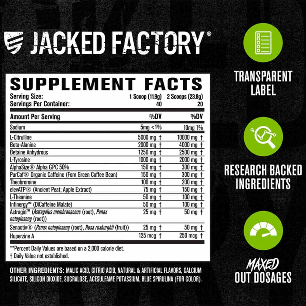 2 - Jacked Factory Nitrosurge Max Pre-Workout,  1.05 lb  Electric Blue Raspberry 