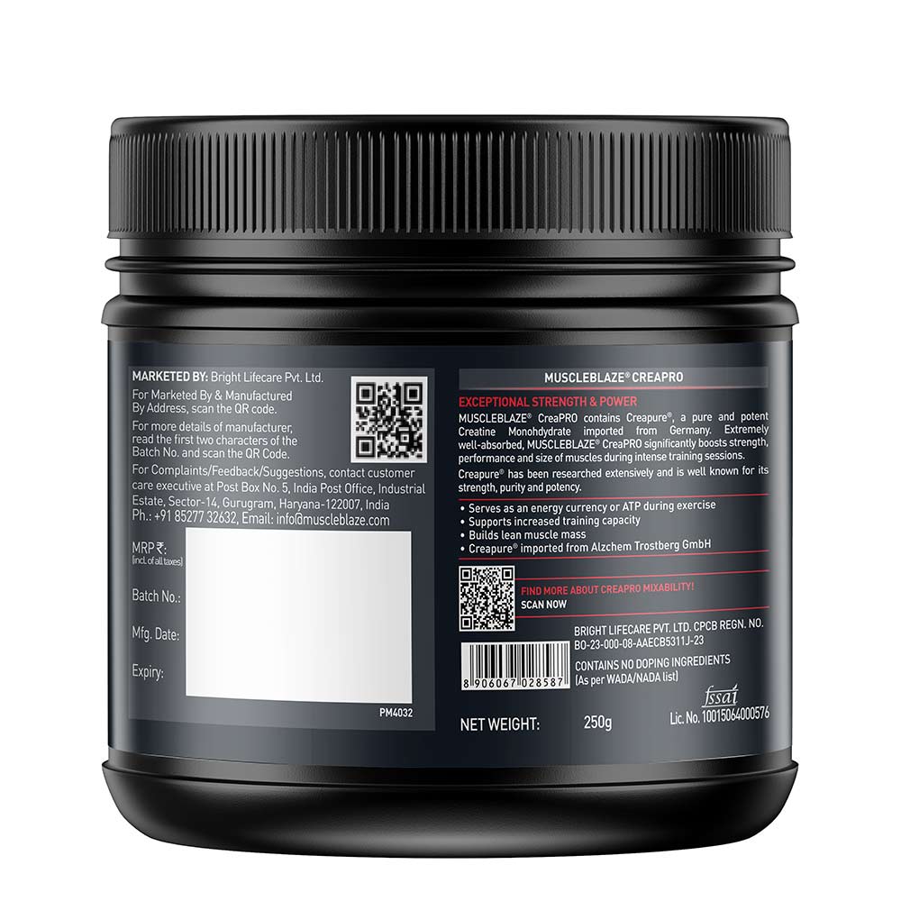 1 - MuscleBlaze CreaPRO Creatine with Creapure® Powder from Germany,  Tangy Orange  0.55 lb 