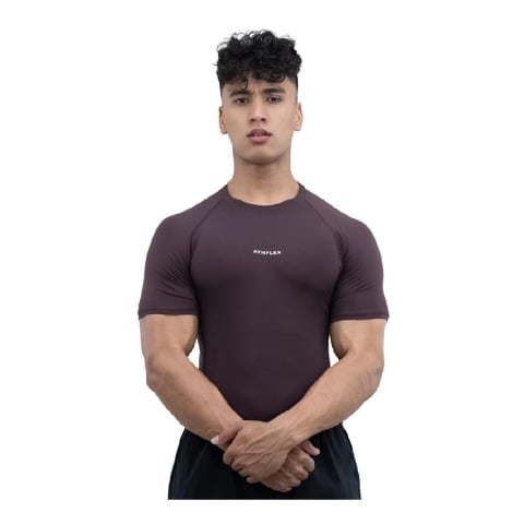 1 - Athflex Men's Half Sleeve Ace Compression T-Shirt,  Large  Aubergine 