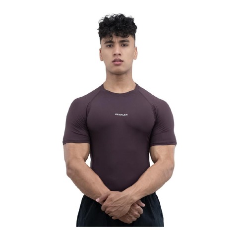 1 - Athflex Men's Half Sleeve Ace Compression T-Shirt,  XL  Aubergine 