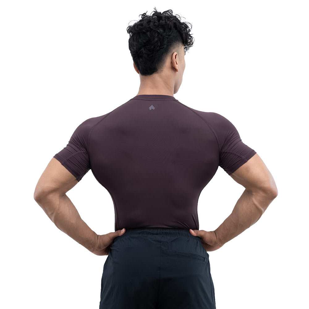 4 - Athflex Men's Half Sleeve Ace Compression T-Shirt,  XL  Aubergine 