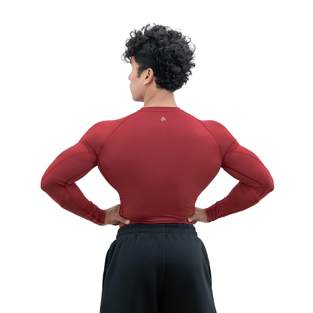 4 - Athflex Men's Full Sleeve Ace Compression T-Shirt,  Medium  Maroon 