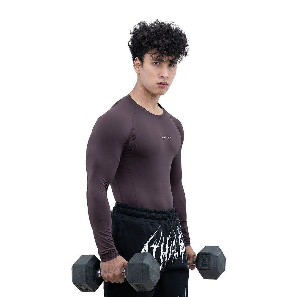 2 - Athflex Men's Full Sleeve Ace Compression T-Shirt,  Small  Aubergine 