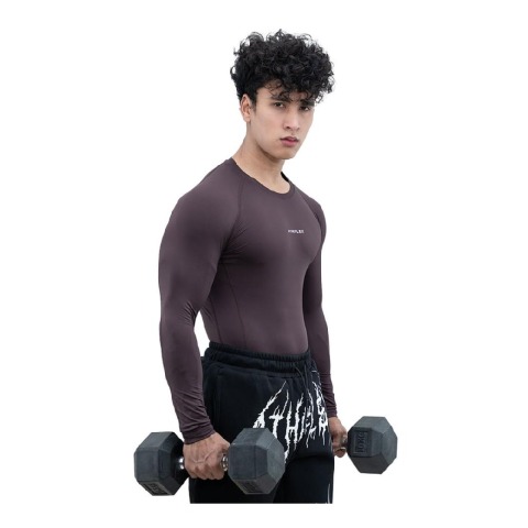 2 - Athflex Men's Full Sleeve Ace Compression T-Shirt,  XL  Aubergine 