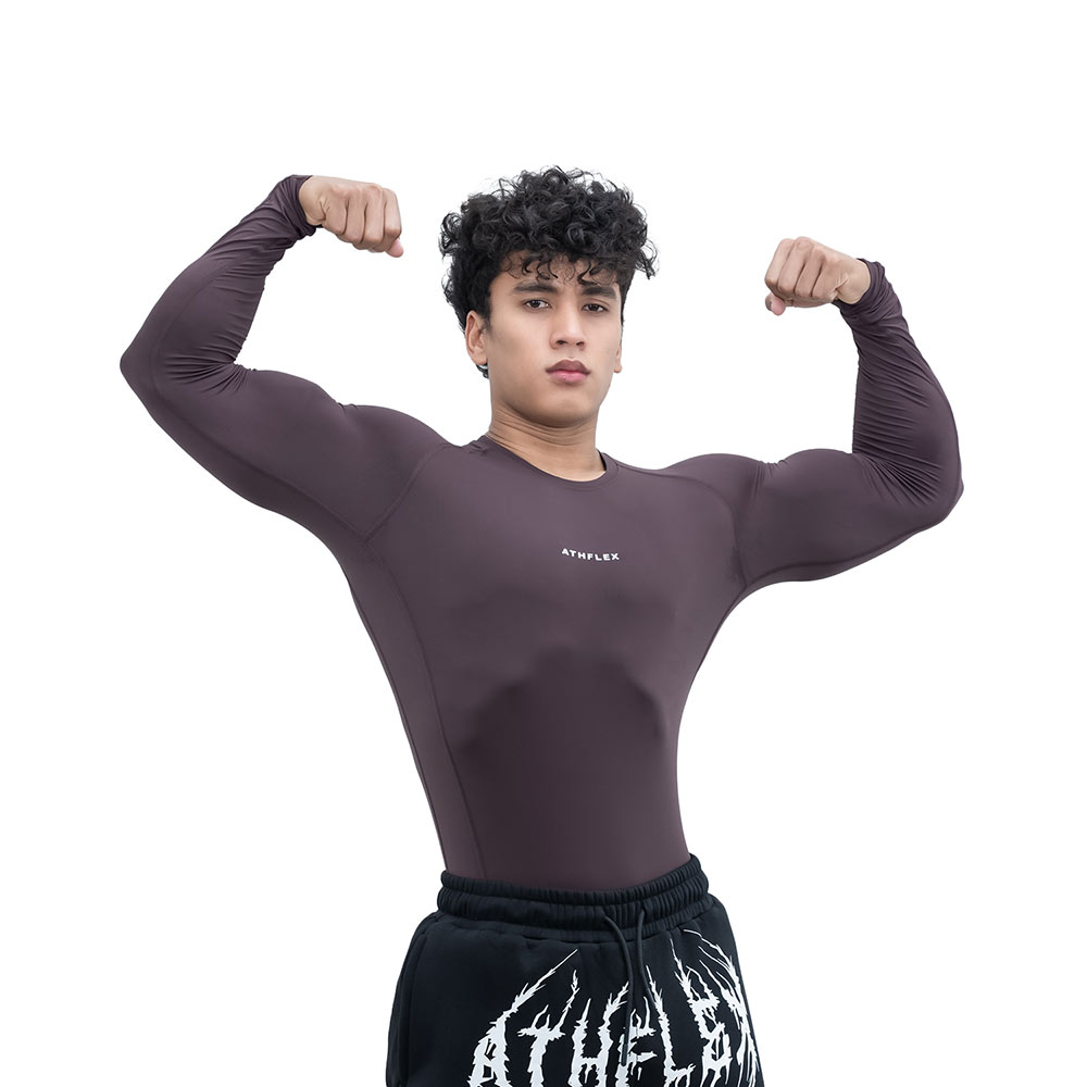 4 - Athflex Men's Full Sleeve Ace Compression T-Shirt,  XL  Aubergine 