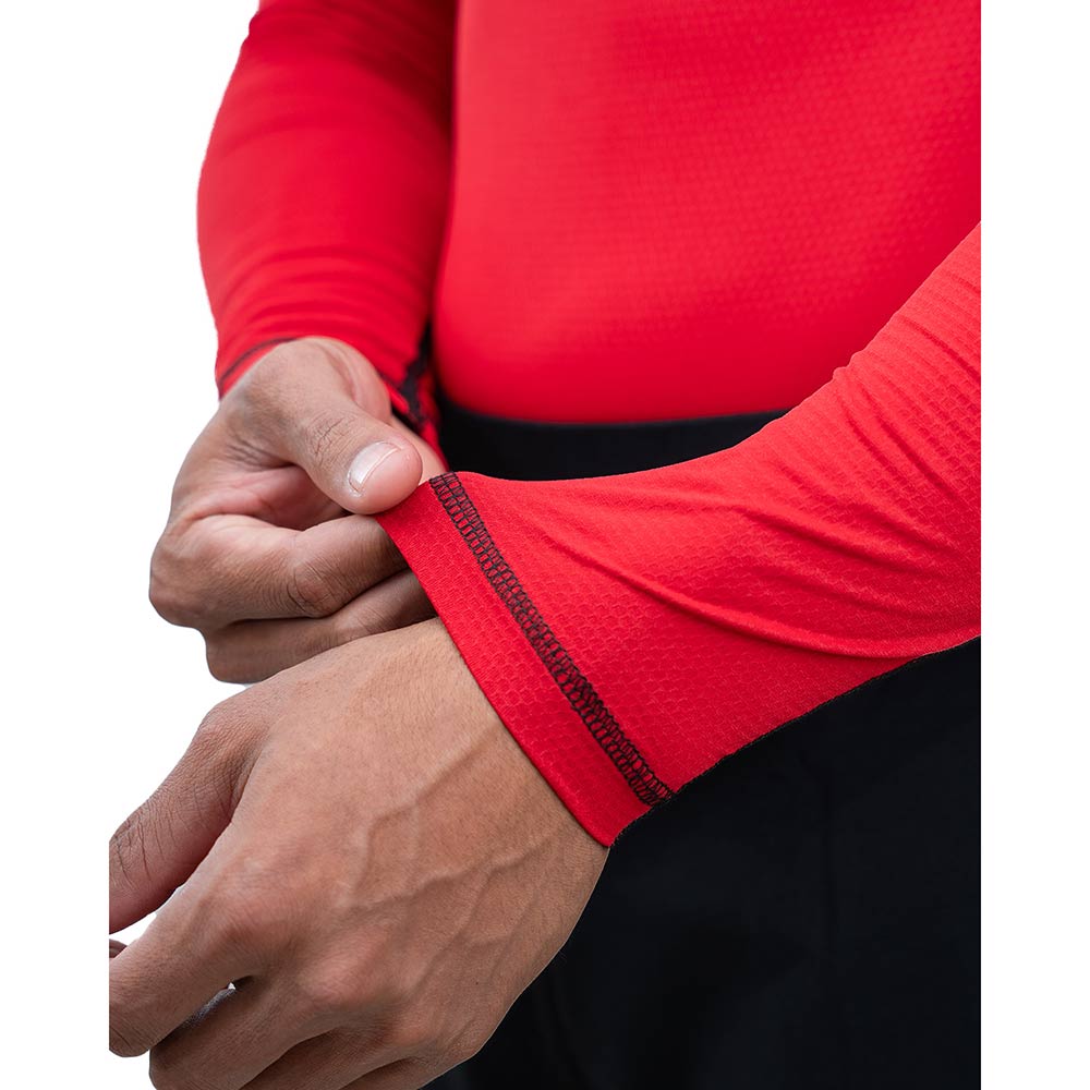 8 - Athflex Men's Muscle Fit Full Sleeve Textured Compression T-Shirt,  XL  Red 