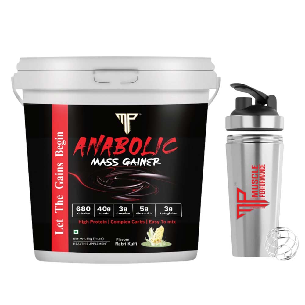 1 - Muscle Performance Anabolic Mass Gainer,  11 lb  Rabri Kulfi with Steel Shaker 