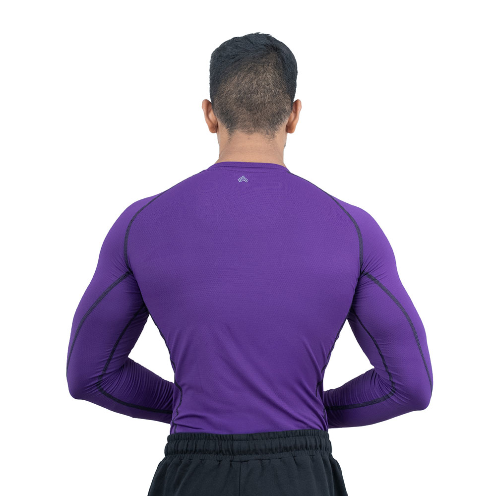 4 - Athflex Men's Muscle Fit Full Sleeve Textured Compression T-Shirt,  XXL  Purple 