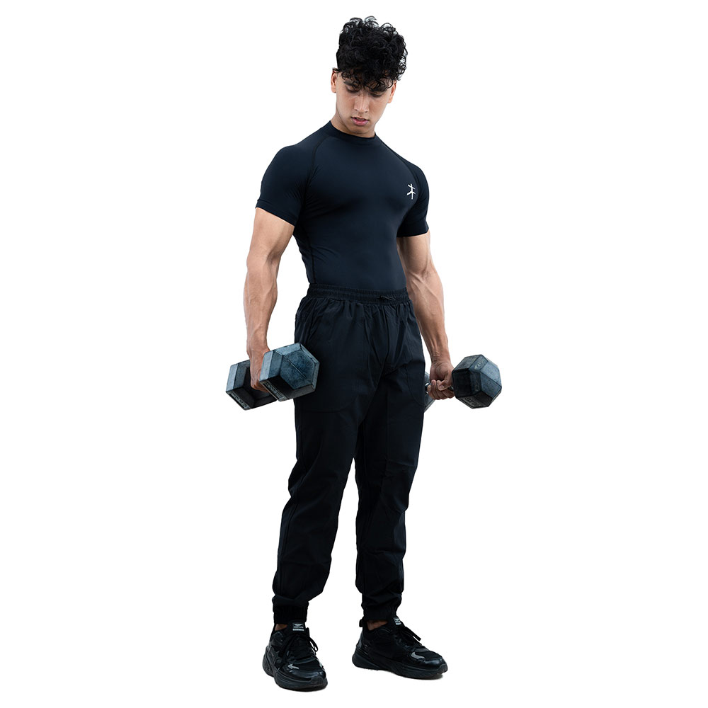 7 - Athflex Men's High-Neck Compression T-Shirt,  Medium  Black 
