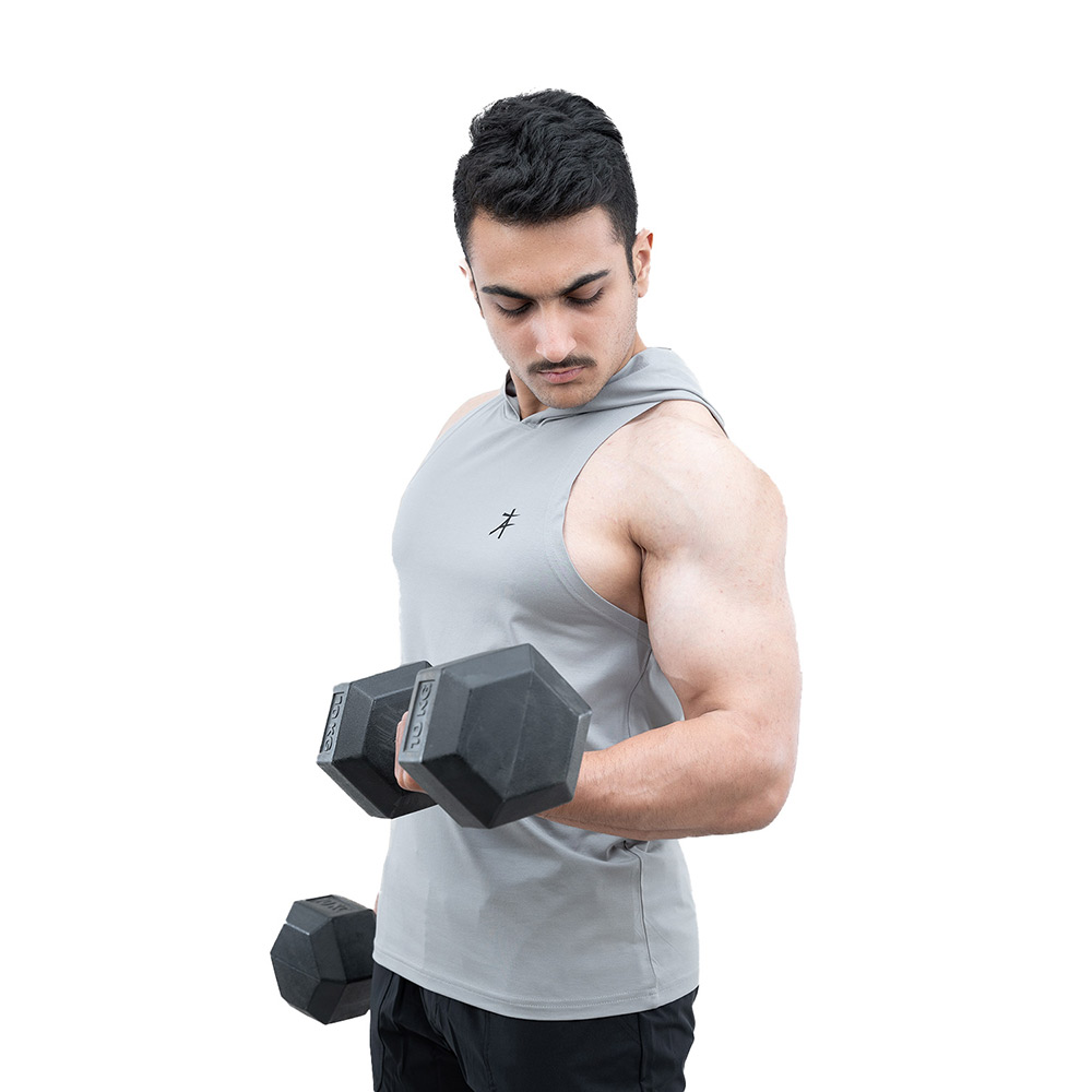 4 - Athflex Men's Activewear Training Sleeveless Gym and Sports Hoodie,  Grey  Large 