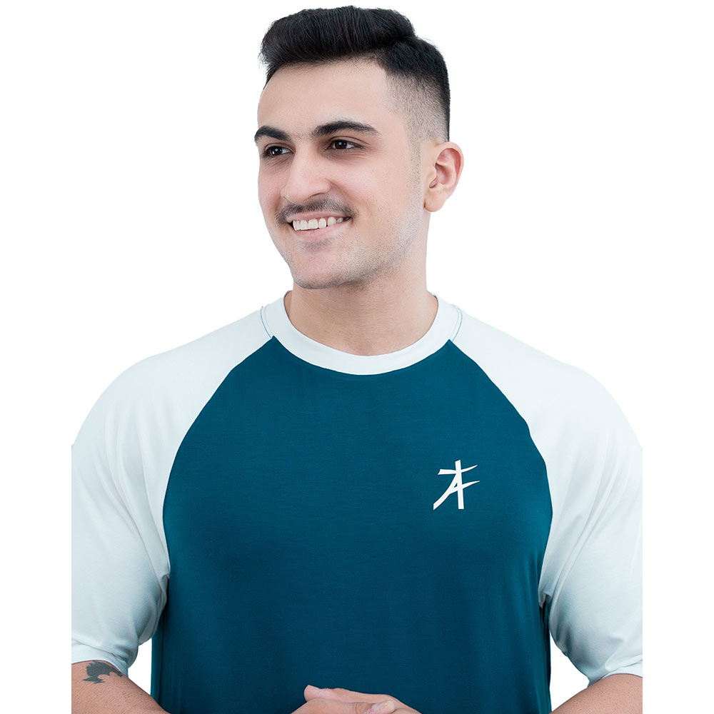 5 - Athflex Men's 90's Oversized Raglan T-Shirt,  Large  Royal Blue 