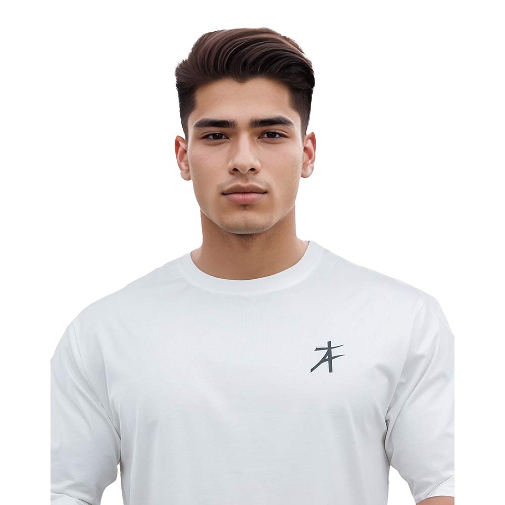 5 - Athflex Men's Premium Training Oversize Half-Sleeve T-Shirt,  Large  White 