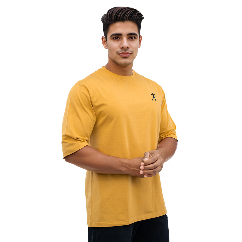 3 - Athflex Men's Premium Training Oversize Half-Sleeve T-Shirt,  Large  Yellow 