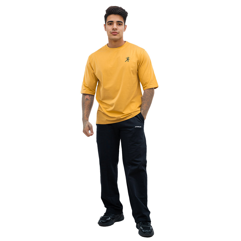 5 - Athflex Men's Premium Training Oversize Half-Sleeve T-Shirt,  Large  Yellow 