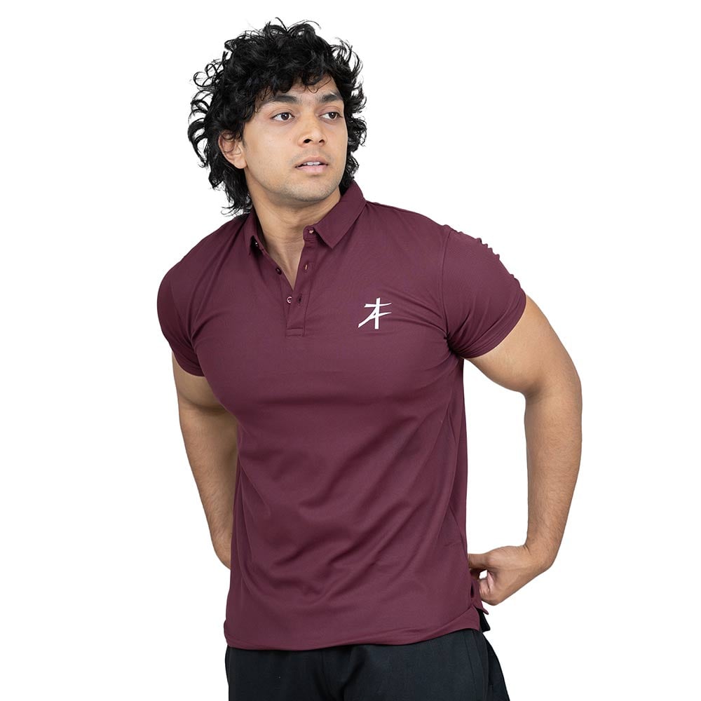 Athflex Men's Regular Fit Half Sleeve Pique Polo T-Shirt, XL Deep Wine-picture-15