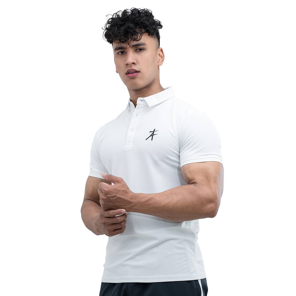 3 - Athflex Men's Regular Fit Half Sleeve Pique Polo T-Shirt,  XXL  Marble White 