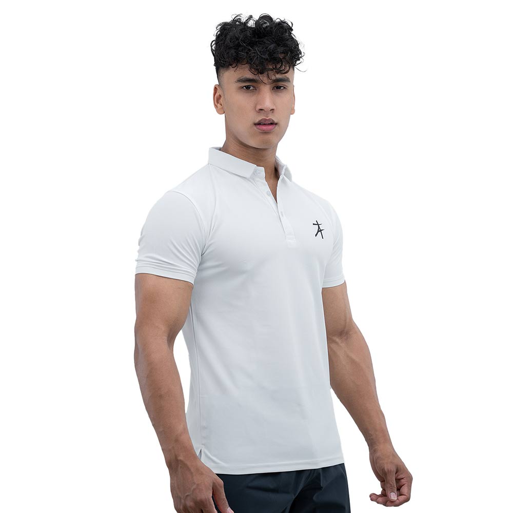 4 - Athflex Men's Regular Fit Half Sleeve Pique Polo T-Shirt,  XXL  Marble White 