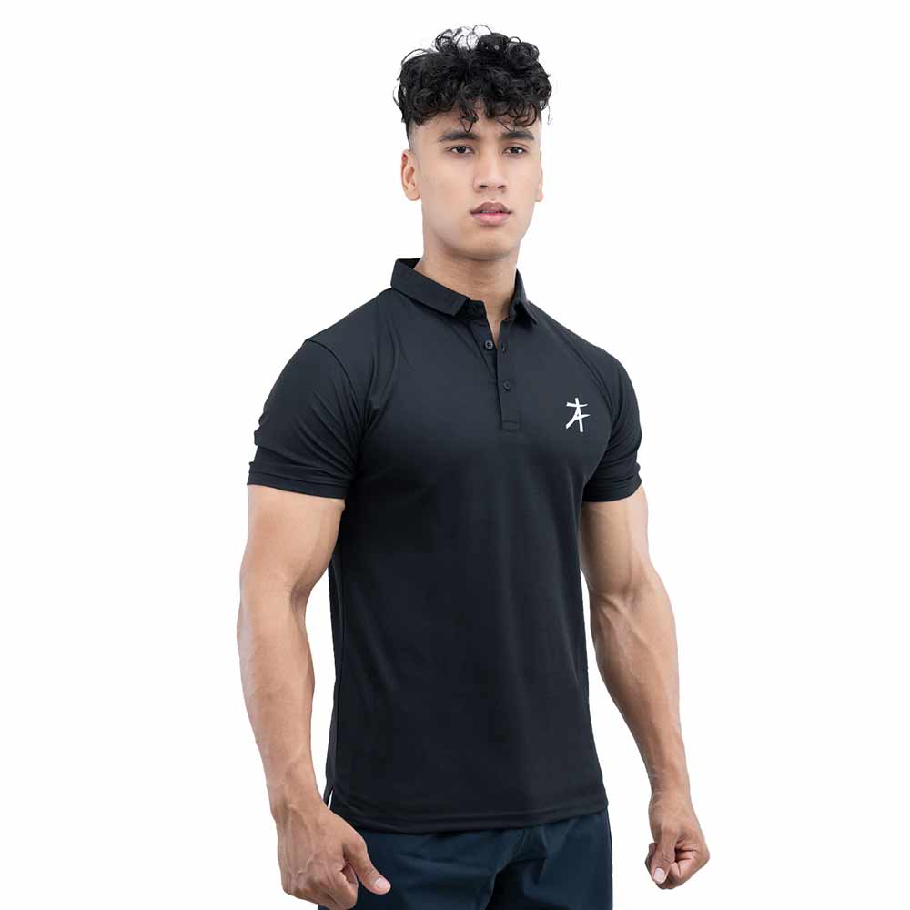 3 - Athflex Men's Regular Fit Half Sleeve Pique Polo T-Shirt,  Small  Stud Black 