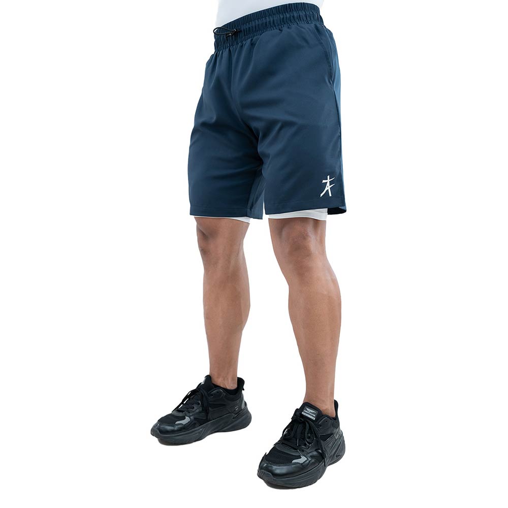 2 - Athflex Men's Nylon-Spandex Workout 2in1 Shorts,  Medium  Blue 