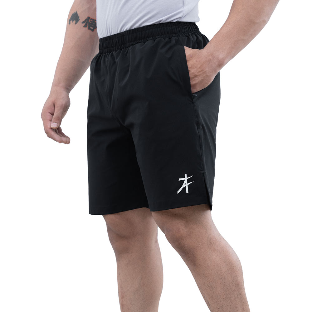 5 - Athflex Men's Regular fit Knee Length Velocity Slit Shorts,  Small  Black 