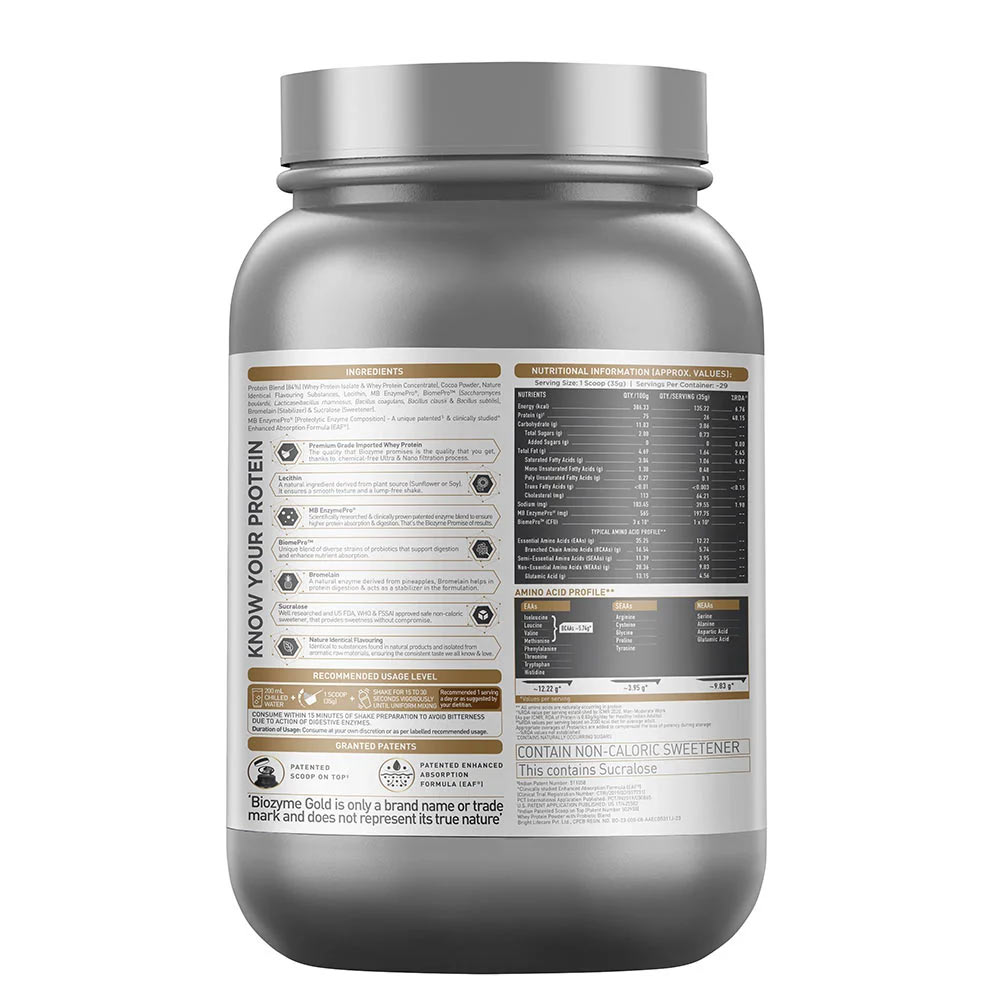 5 - MuscleBlaze Biozyme Gold 100% Whey OP,  2.2 lb  Double Rich Chocolate
