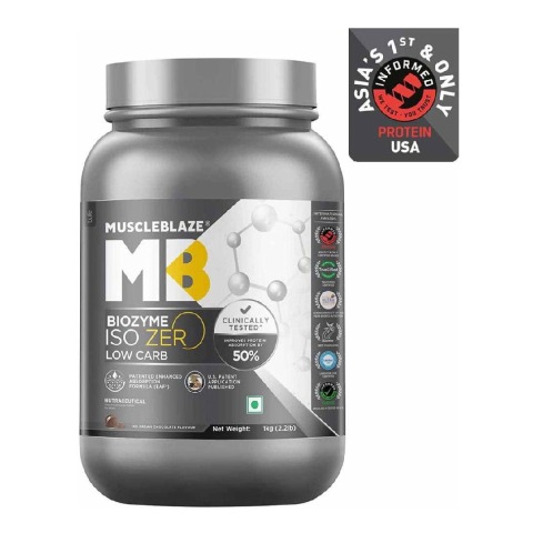 1 - MuscleBlaze Biozyme Iso-Zero., 2.2 lb Low Carb Ice Cream Chocolate