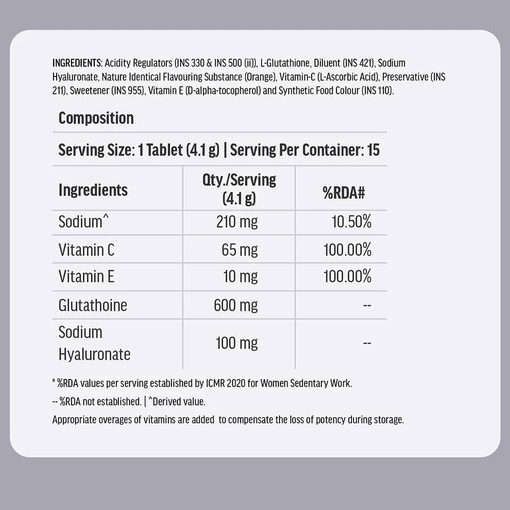 HK Vitals Glutathione Effervescent Orange 15 Tabs - Pack of 2